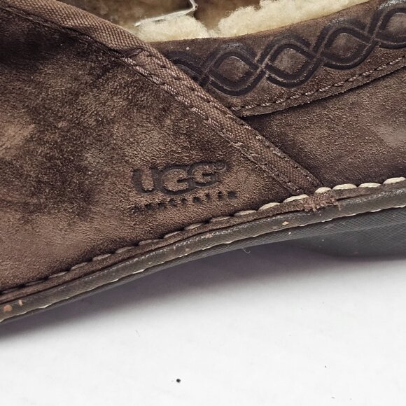 UGG 1757 Bettey Brown Leather Suede Slip On Sheepskin Inside Lined Mocs Shoes 9 - Picture 6 of 16